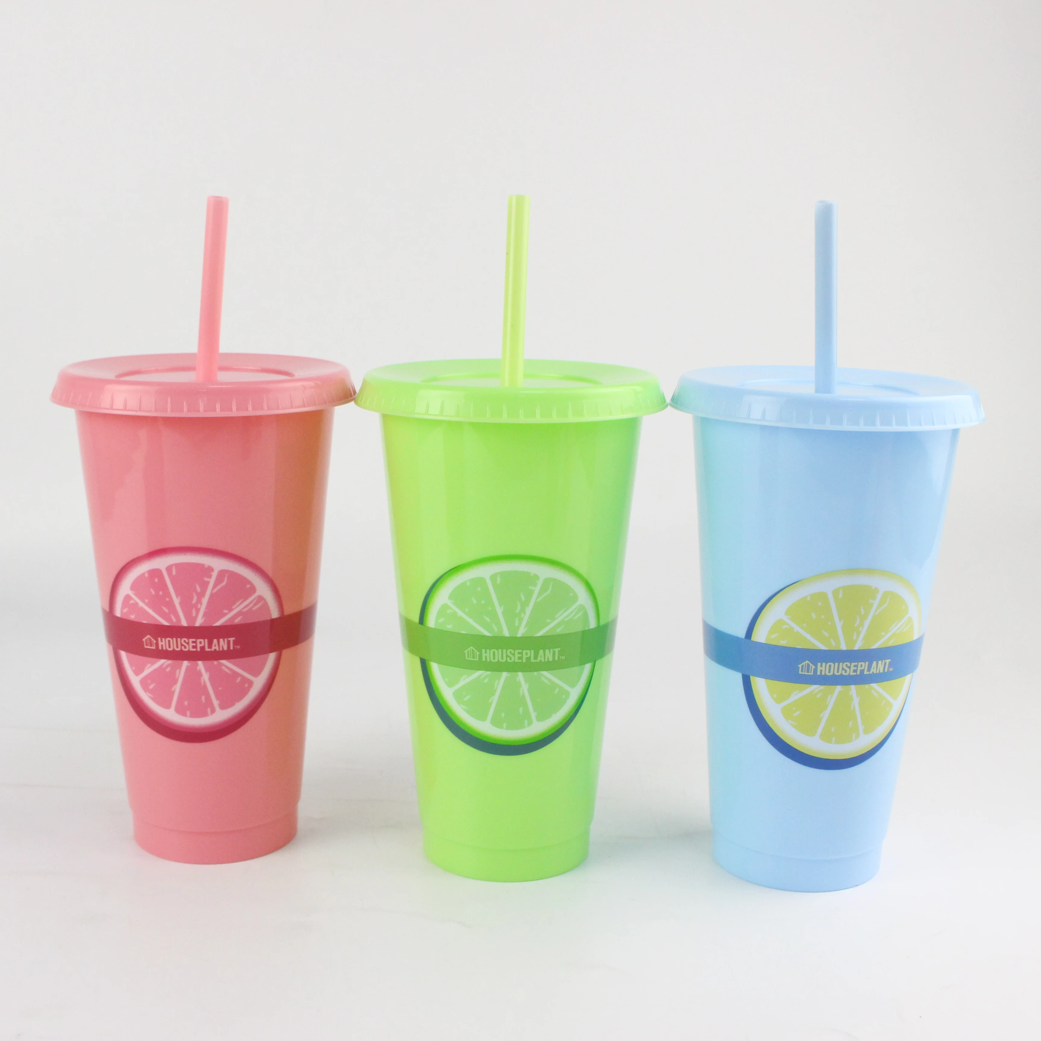 Reusable Plastic Cups with Straws & Lids:16oz Cold Iced Coffee Drinking Cup Straw Tumblers Travel Party Glitter Cups for Kids