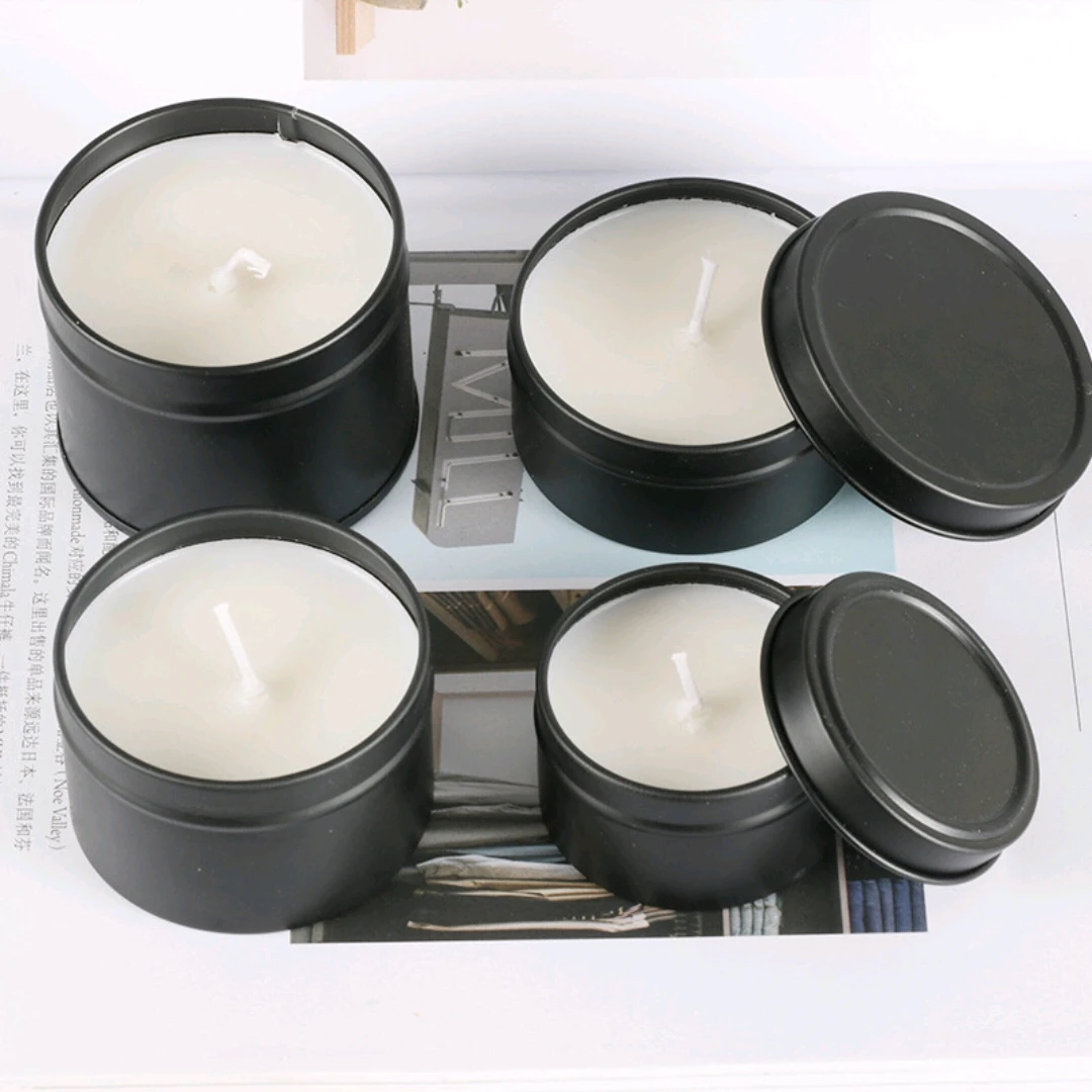 8OZ Matte Black Round Aluminum Can Christmas Candle Containers Empty Pomade Packaging Lip Balm Tin For Packaging