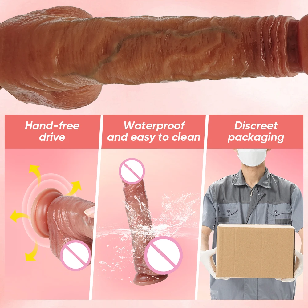8.6 inch Strap-On Adult Sex Toys for Couples Soft Huge Silicone Cock Strong Suction Cup Realistic Movable Foreskin Dildos