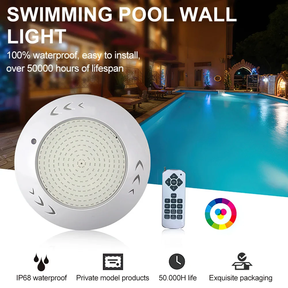 LED Light Swimming Pool Submersible Light IP68 Waterproof Seven Color Spa Lamp RGB AC 12V/24V 35W DC 12V Mx 90 Modern 800 50000