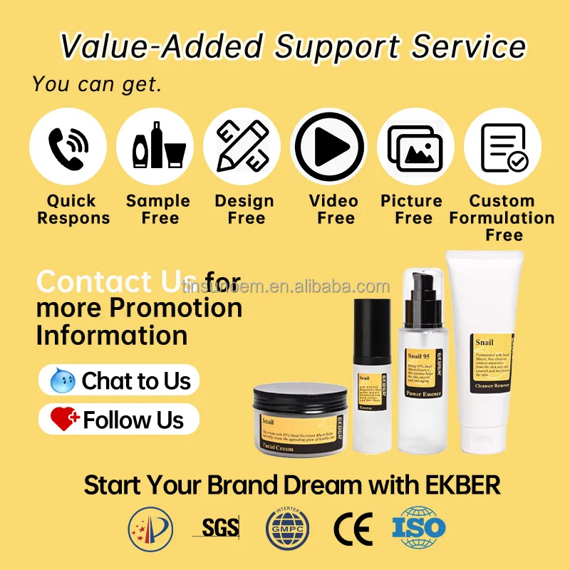 Private Label Korean Skin Care Set Anti Aging Snail Mucin Collagen Face Serum Cream Anti Aging Snail Skin Care Set