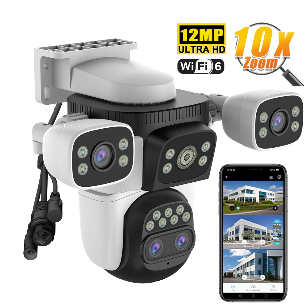 Vstarcam O-KAM PRO CS621ZS 12MP наружный Wi-Fi мульти-объектив четыре экрана Автоматическое отслеживание камеры безопасности 10X зум PTZ IP-камера видеонаблюдения