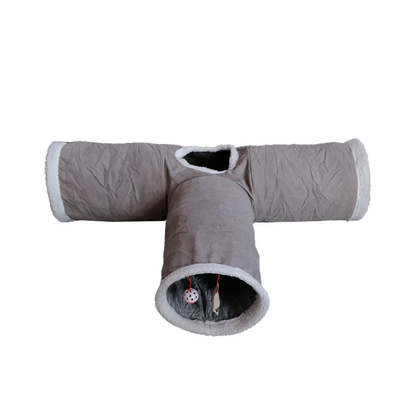 2022 Amazon hot selling cat furniture new T-shaped cat tunnel funny cat foldable channel  litter pet toy