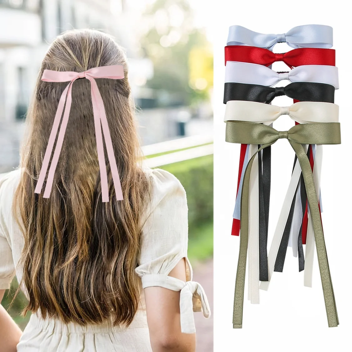 Custom Cloth Material Small Ribbon Bowknot Hair Accessories Clip Barrettes For Women