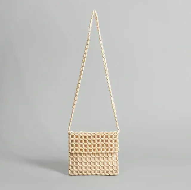 2024 Alibaba luxury new material wooden beads woman handbags crossbody, designer fashion lady handbags shoulder long strap