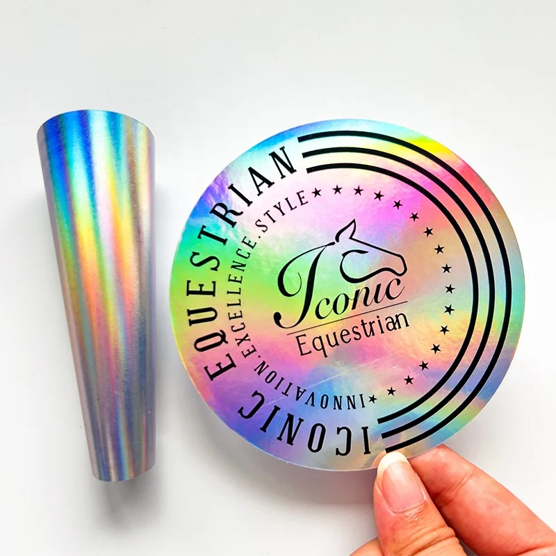 Waterproof Rainbow Silver Laser Die Cut Holographic Logo Sticker Cartoon Glitter Hologram 3d Anime Custom Holographic Stickers