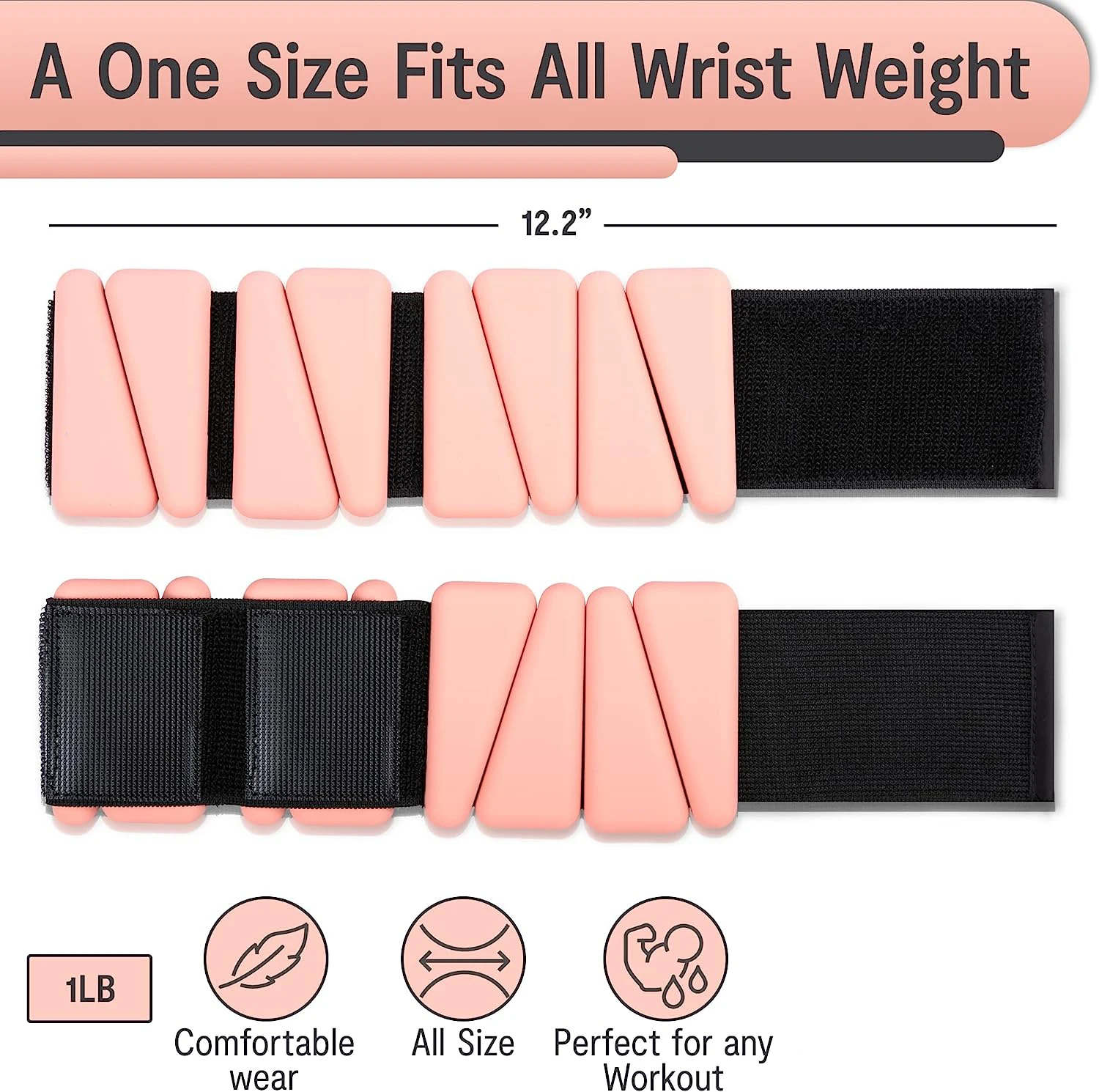 Gym Power Exercise Training Light 1Lb/Pair Weight Lifting Wrist Wraps Adjustable Silicone Ankle Wrist Weights for Women