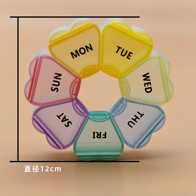 7 Day Portable Weekly Pill Box for Vitamins Easy to Open Tablet Box Travel Pill Case with Snap Lids Design Tablet Organiser