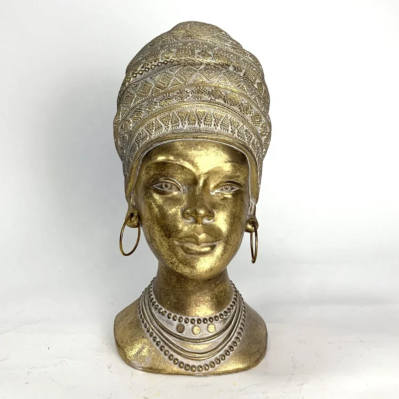 African Art Black Bust Sculptures, Modern Decor African American Bust Statue for Living Room Desktop Bookcase Entrance Decor