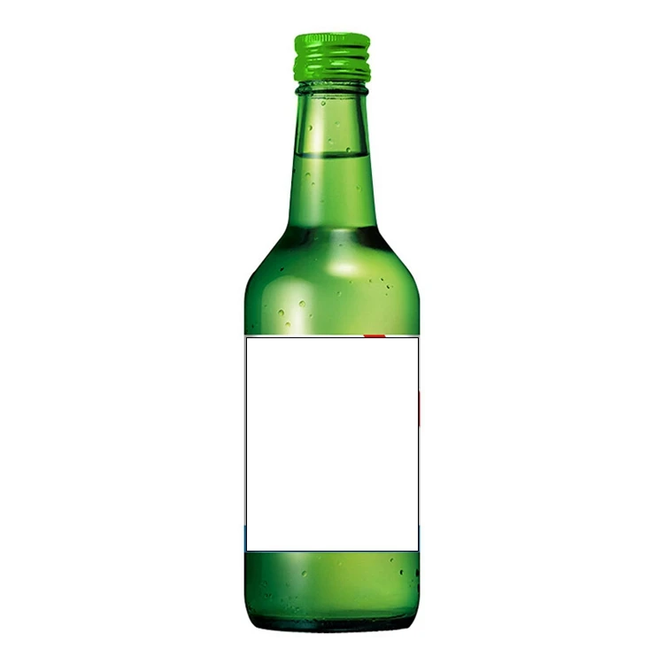 Empty 360ml korean soju glass bottle with lid