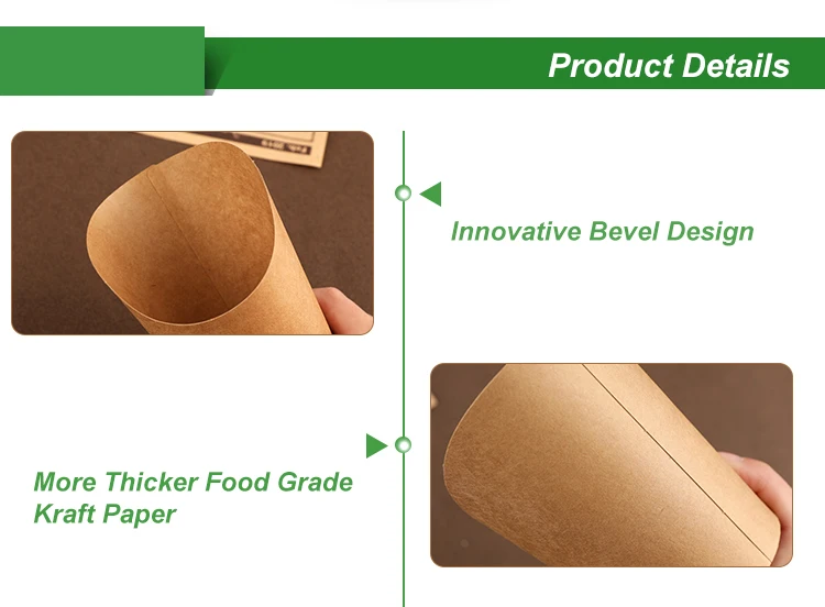 Paper food packaging box customized disposable french fries cups french fries paper chip box