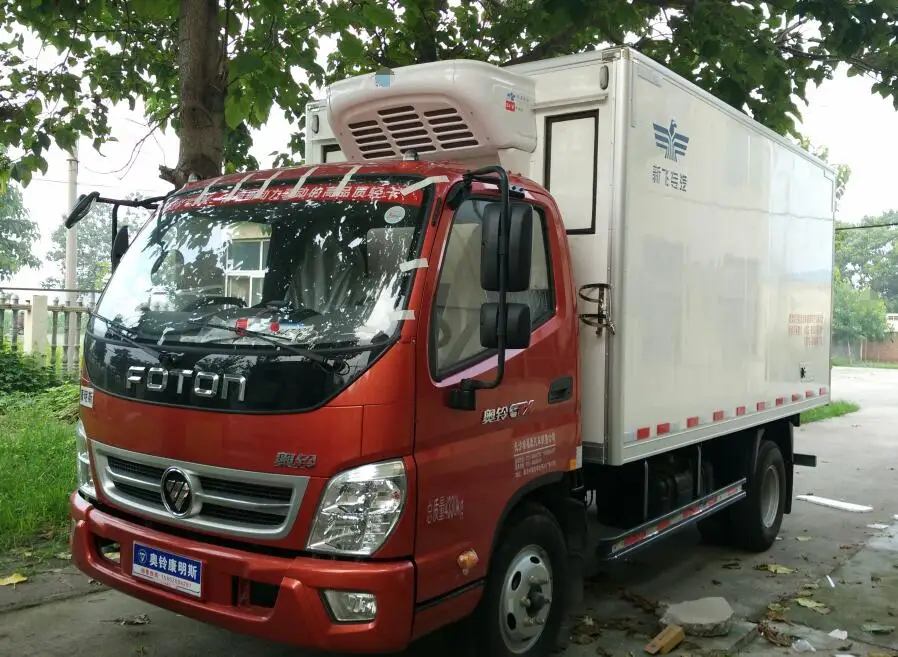 FRP Foton 4*2 Refrigerated Freezer Mini Refrigerator Van Box Truck for Meat transportation