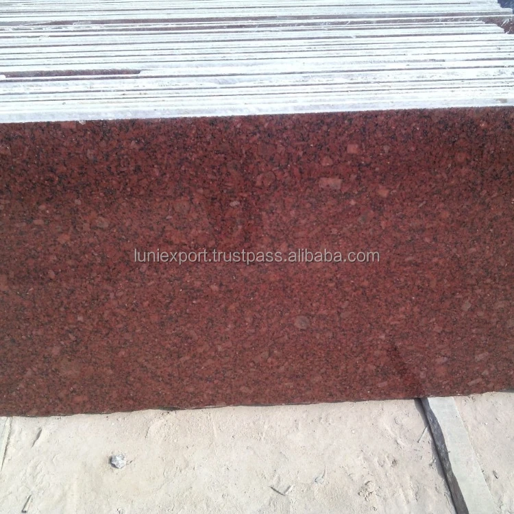 Polished Gem Red Granite Slab For Flooring Thickness Top Quality Utilized For The Interior And Exterior Decoration Purposes
