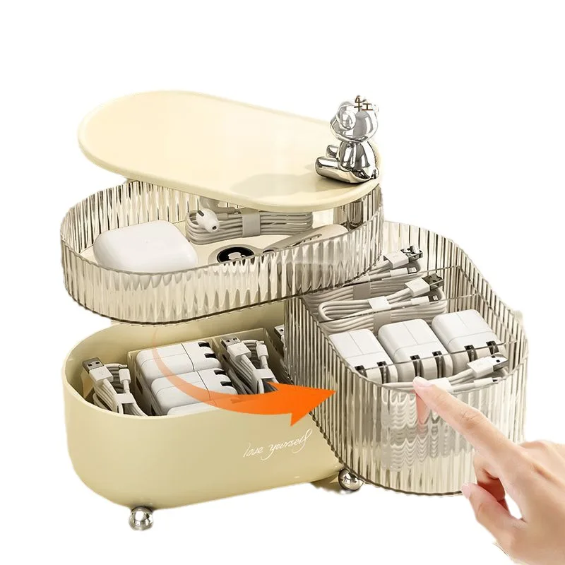 New Cosmetic Storage Tray 360 Rotating Makeup Organizer Small Storage & Organizer  Desk Organizer Box