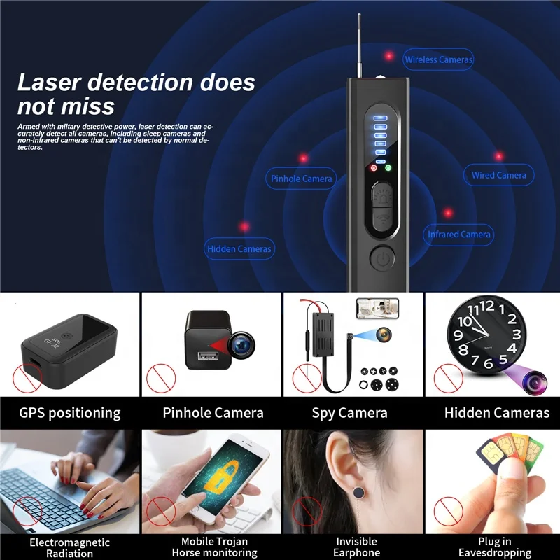 High Sensitivity Portable Long Standby Video Voice Recorder Anti Spy RF Signal Anti Camera GPS Detector