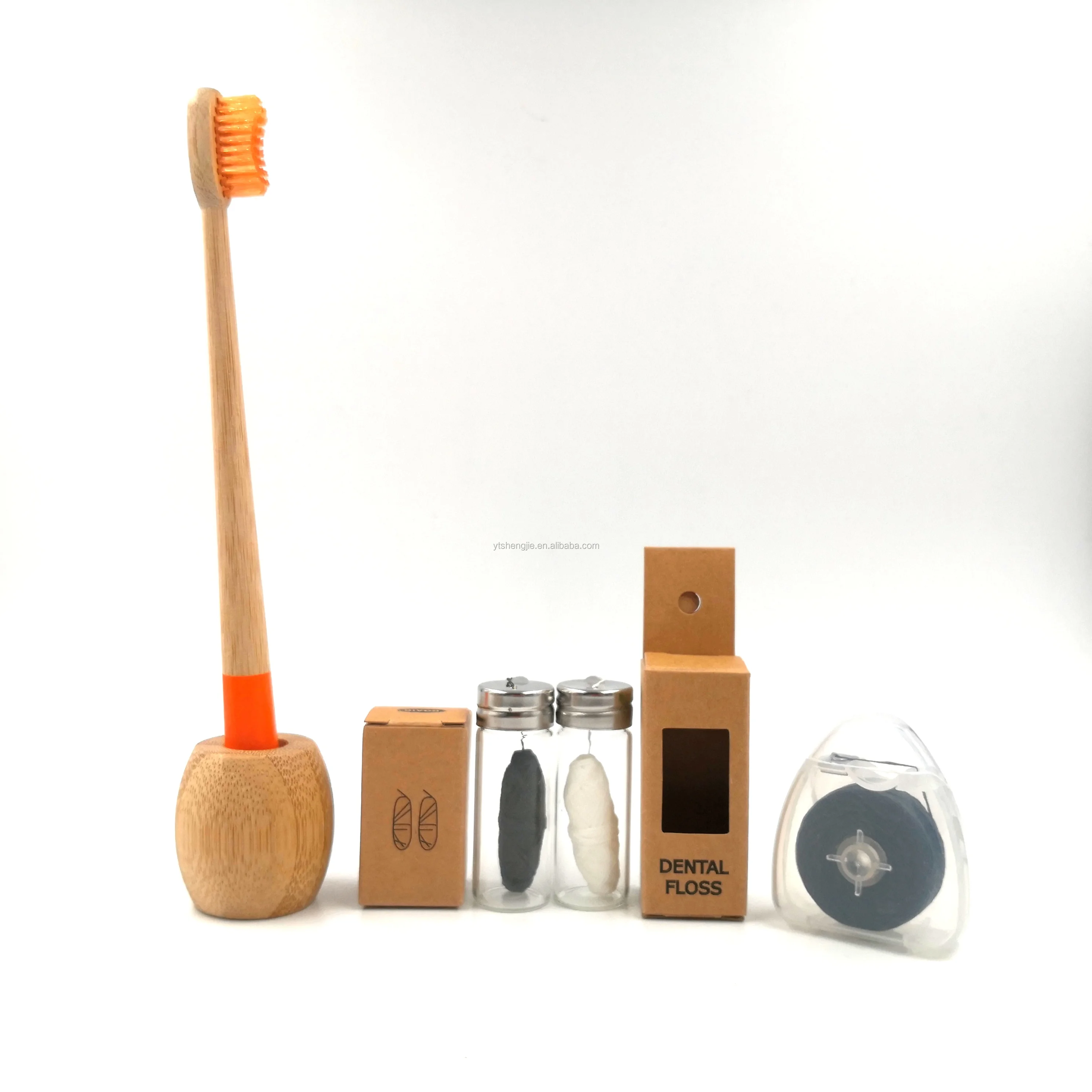 Natural 30 meters bamboo charcoal teeth floss in biodegradable container high quality dental