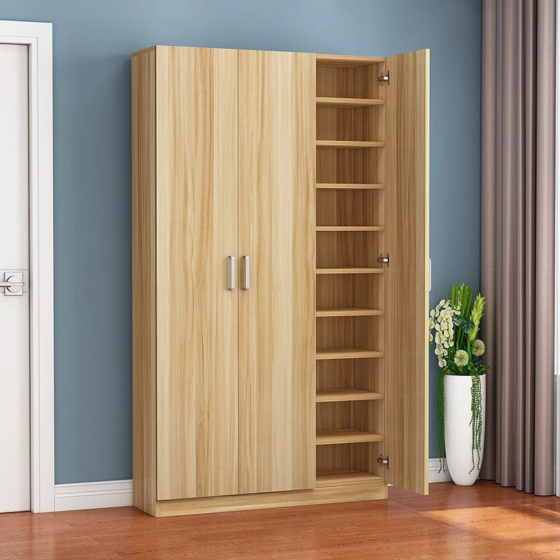 Living Room Open Door Household Shoes Wardrobe Solid Wood Shoe Rack with Doors and Shelves Large Capacity Moisture Shoe Cabine