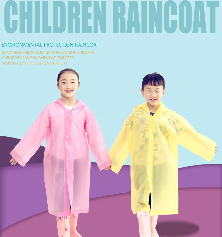 OEM/ODM Print Logo Unisex  kid Raincoat Outdoor Travel Emergency  rain wear