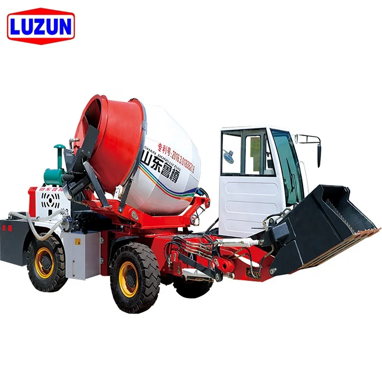 LUZUN High Quality Cheap Price concrete mixers fully hydraulic diesel engine self-loading mixer truck 1.2cbm concrete mixer