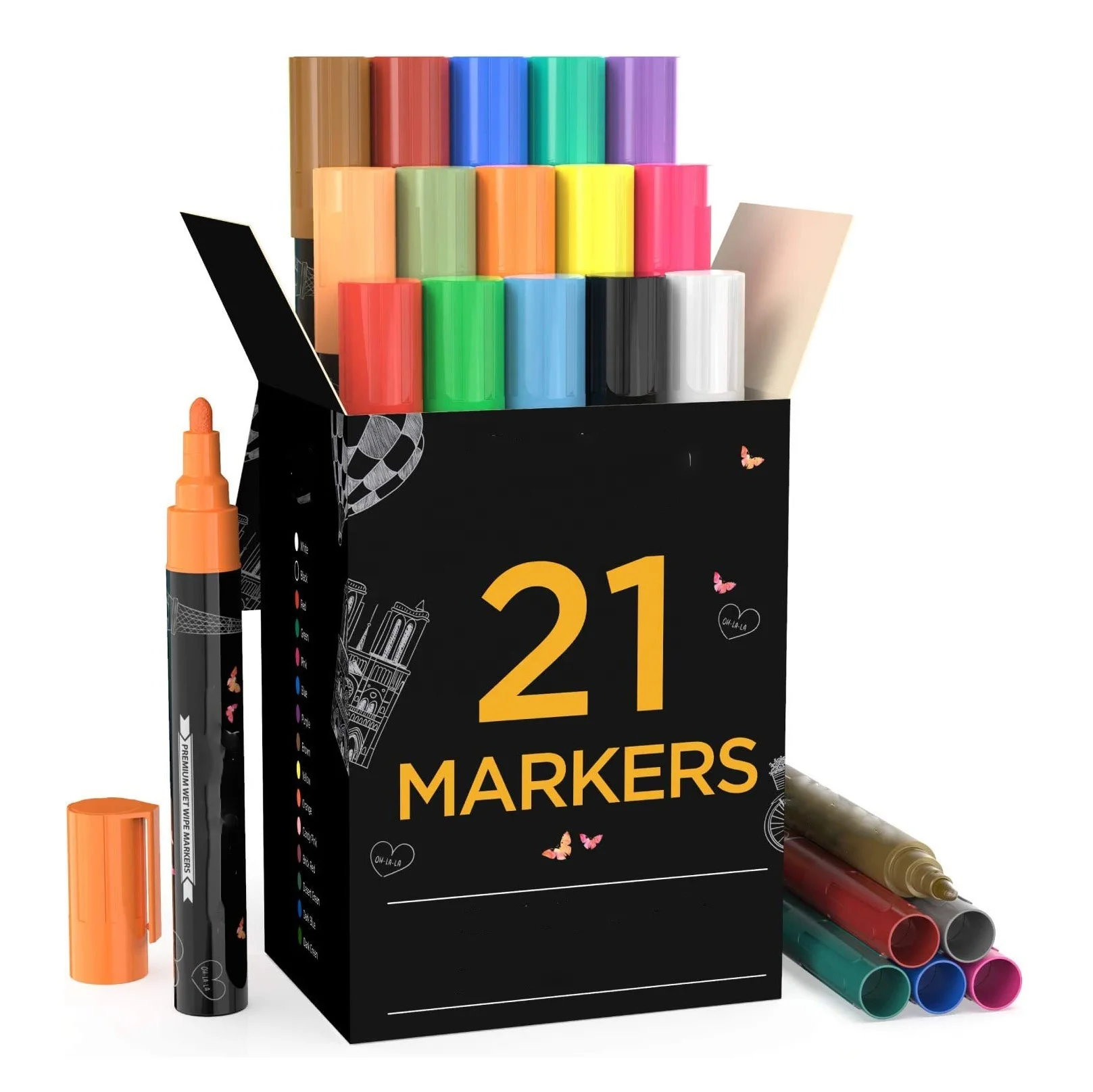 Высококачественный набор фломастеров с жидким мелом 21 цвет