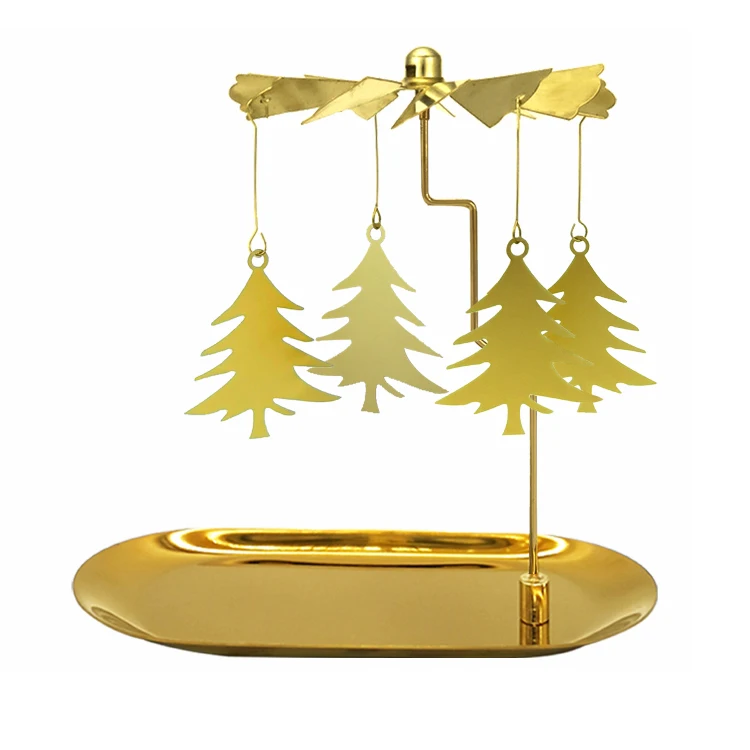 Spinning Candle Carousel Angel Windmill Christmas Rotary Tealight Holder