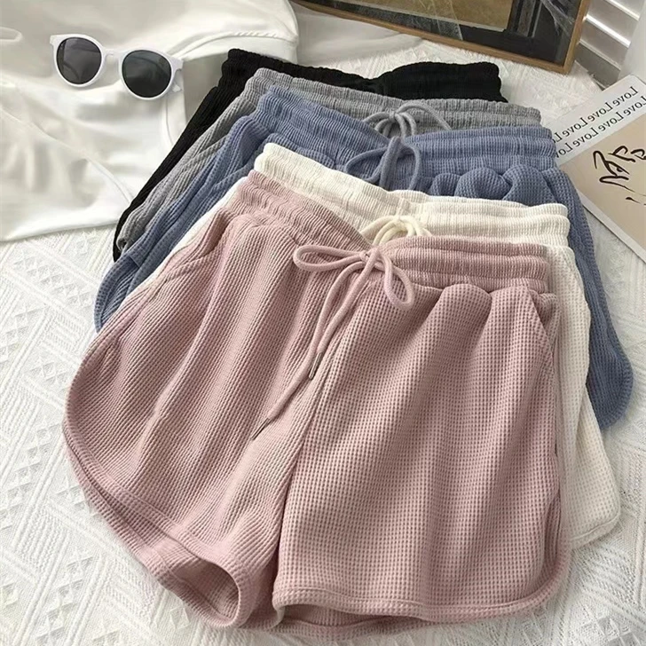 Summer new design waffle gym shorts women wholesale cotton sweatpants women jogger shorts pants
