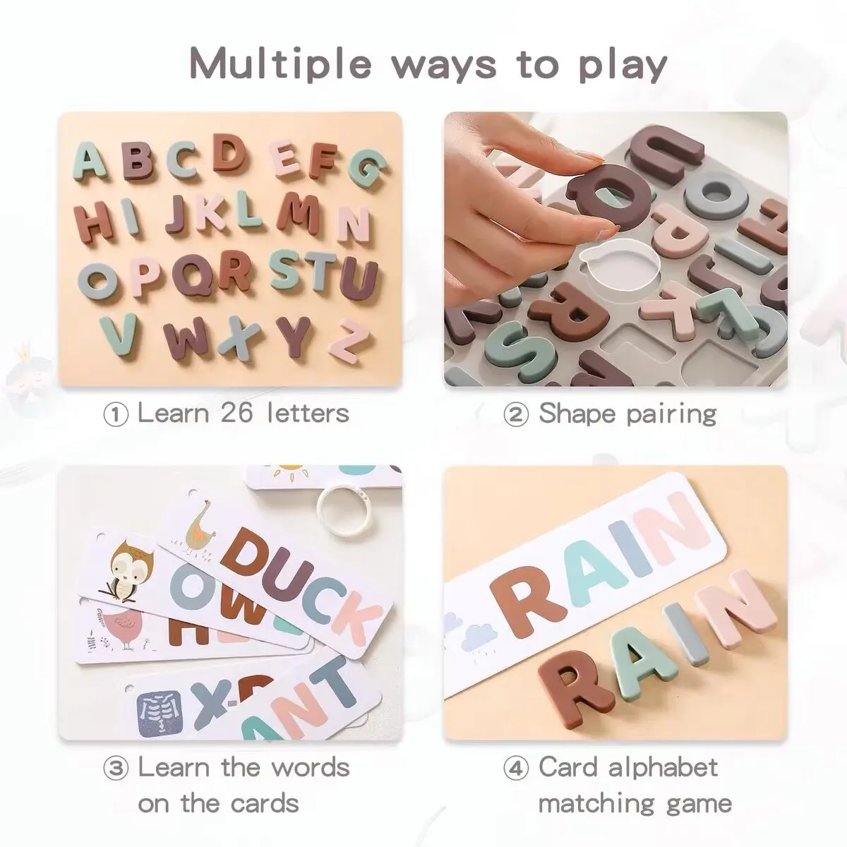 Силиконовая головоломка с буквами Монтессори игрушка для детей дошкольного возраста обучающие игрушки мальчиков и девочек