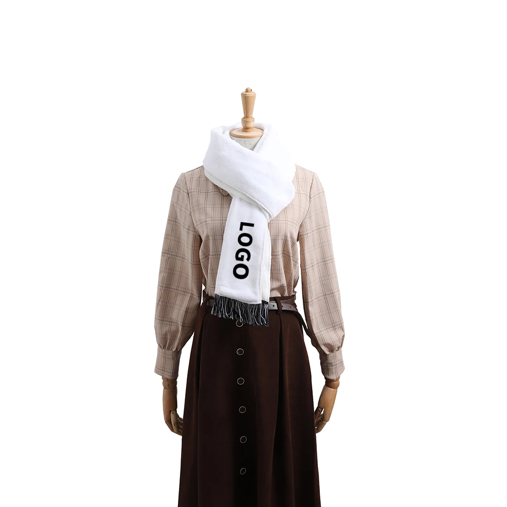 Custom logo winter ladies pure polyester voile print scarf shawls designer long polyester printed scarf for women men