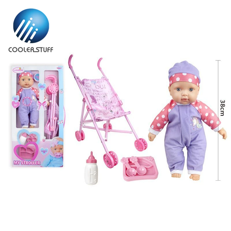 Coolerstuff Hot Selling Role Play Set Pretend Play Take Care Of The Baby American Doll Girl with Stroller