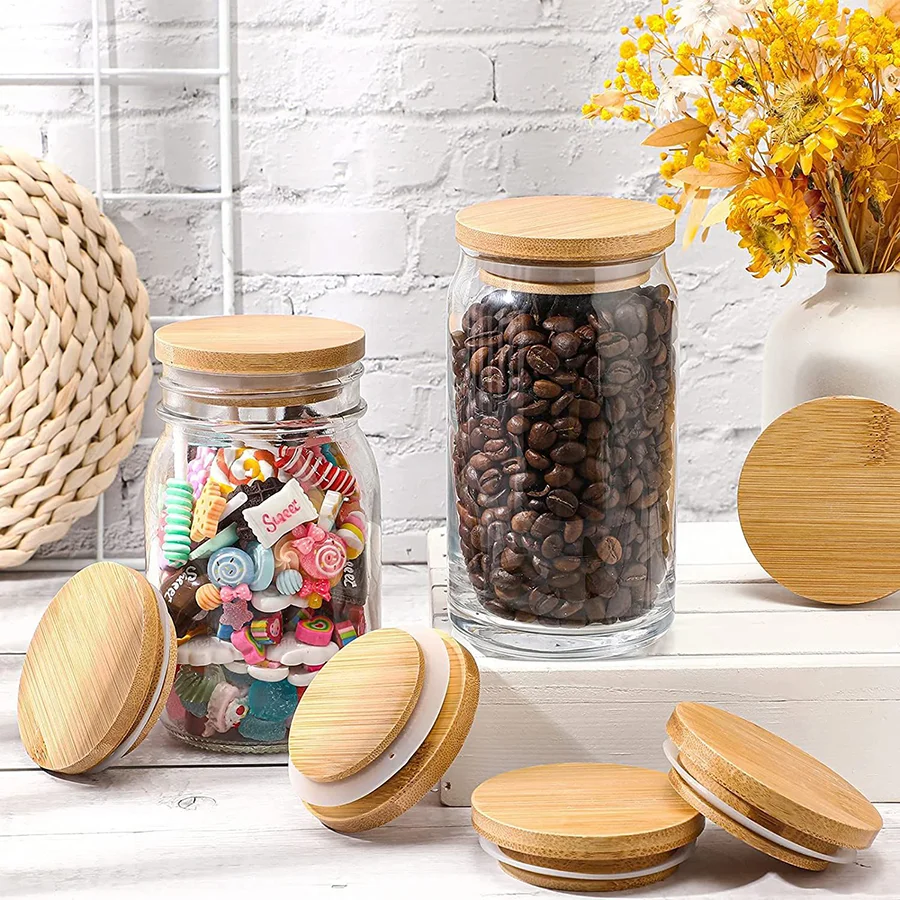 Mason jar lid Household storage tank sealing cover High quality bamboo wooden lid for glass jar