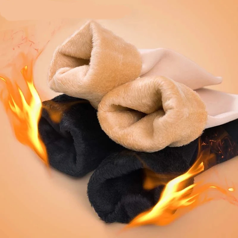 Custom Adult Women Men Warm Black Skin Seamless Solid Thermal Cashmere Snow Velvet Boots Home Floor Sleep Plush Winter Socks