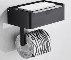 Toilet Paper Holder with Wipess Holder Wall Mounted Adhesive Toilet Paper Storage Bathroom Toilet Paper Holder
