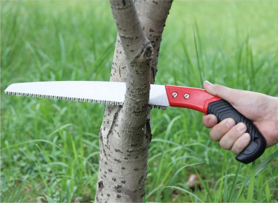 Mini garden hand cutting tools 180mm length red handle wood working hand saw pull saw for camping and pruning