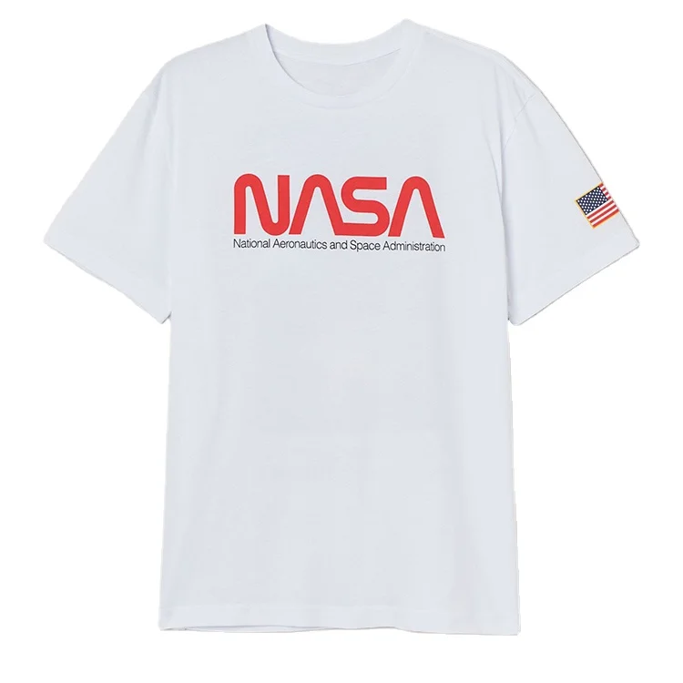 Nasa White T-shirt Graphic T Shirts Color Jersey OEM ODM Custom Customized 100% Cotton Casual Silk Screen Printing Mens Men