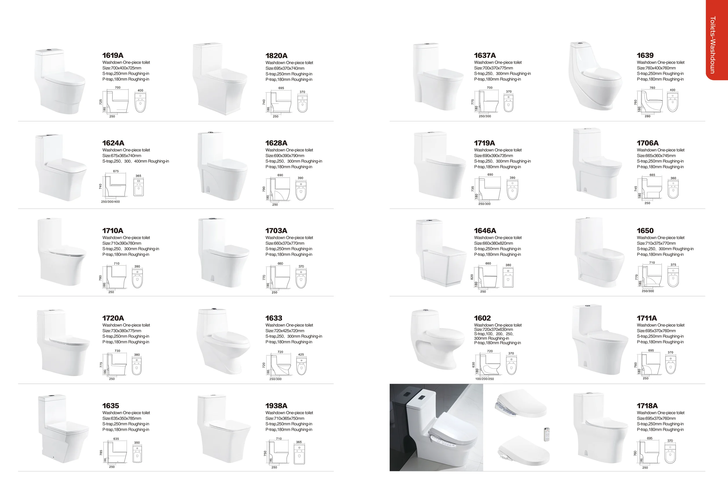 Modern Design One-Piece Ceramic Toilet Set Floor Mounted with S-Trap Drainage Remote Control Feature Price for Bathroom Use