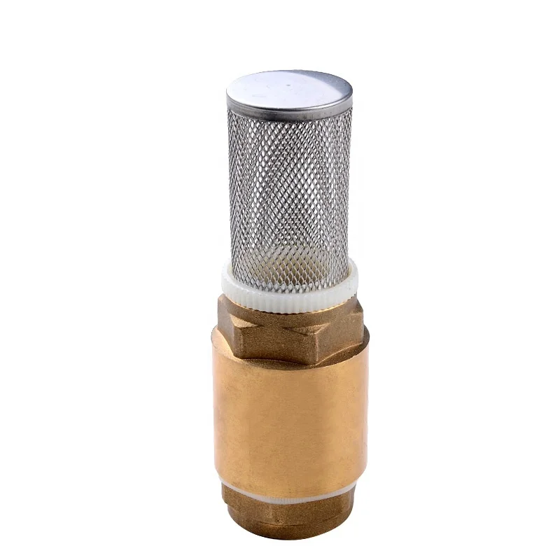 Brass Female Thread Valve Water Pump Foot Check Valve Stainless Steel Net Filter