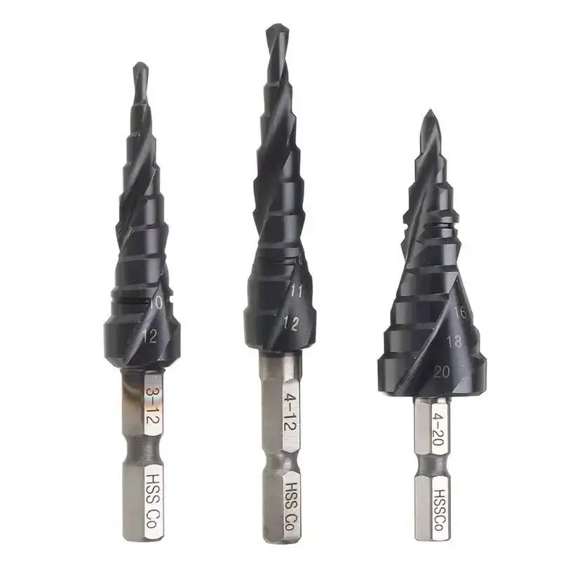 High Speed Steel M35 Tialn Coated With Hex Shank Metal Hole Opener Stainless Steel Tools HSS Cobalt Pagoda Step Drill Bits