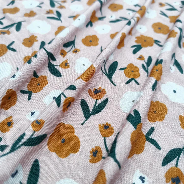 Soft touch custom designs digital printing bamboo spandex fabric for cloth with NO MOQ