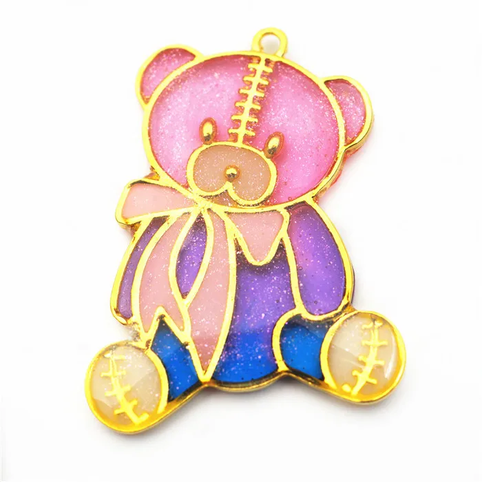 
Mr Bear teddy bear Zinc Alloy Frame Pendants Color-Lasting Hollow Resin Frames with Loop for Resin Jewelry Making 