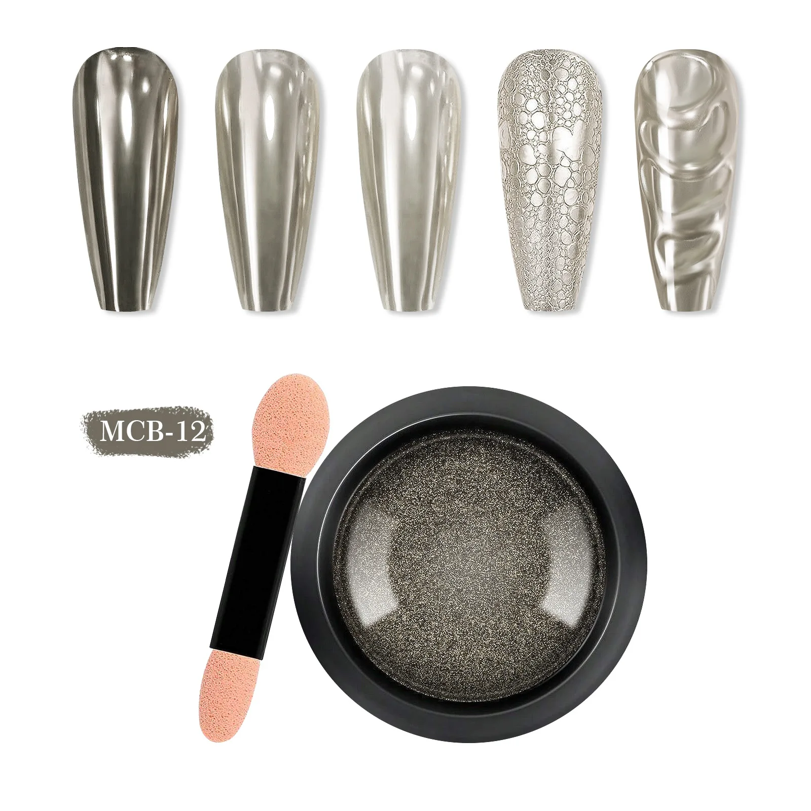 Metallic Mirror Powder Metal Nail Glitter Rose Gold Champagne Silver UV Gel Polish Chrome Powder Dust Manicure DIY Flake Decor