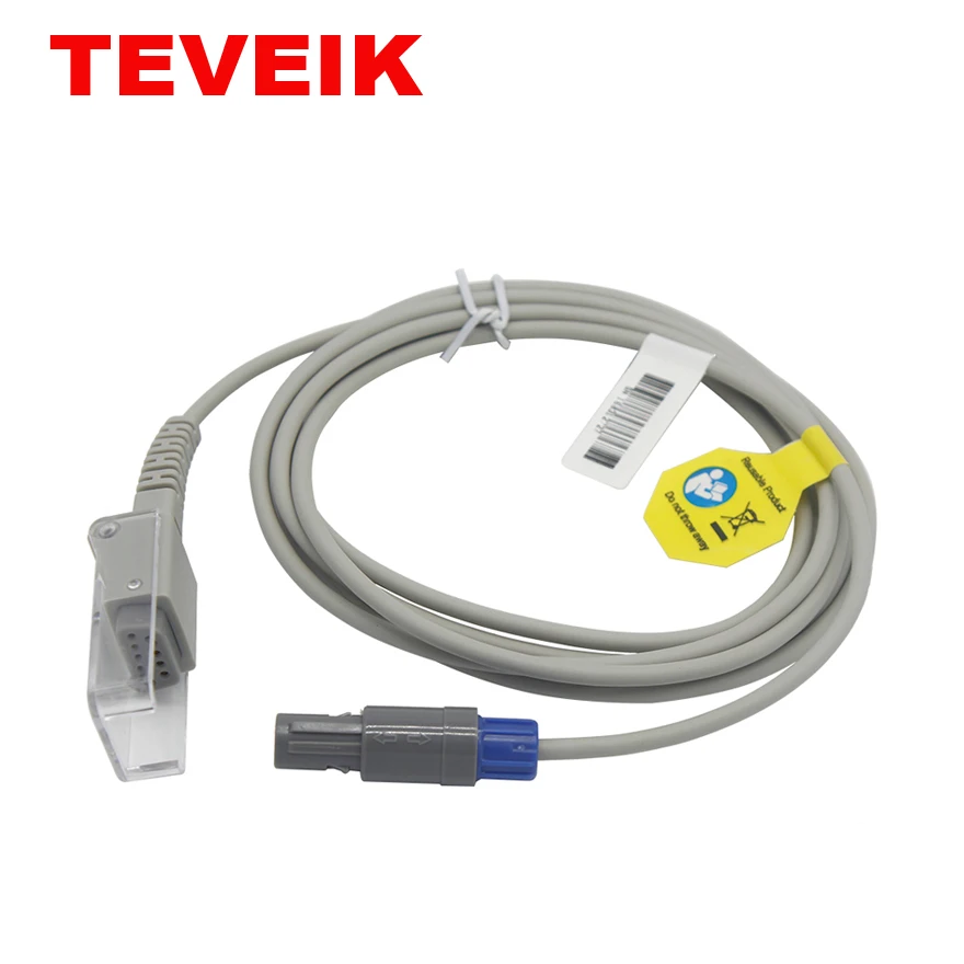 Customized SpO2 extension cable 6pin to DB9 female Mindray Reusable Adult Medical Finger Clip for Datex SpO2 Sensor Probe