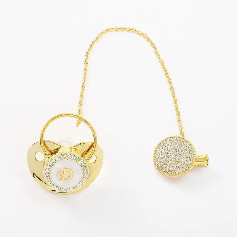 Gold Pacifiers Luxury Babi Pacifier Silicone Adult Pacifier Bling Infant Nipple BPA Free Baby 26 Letter Initials Chupetero