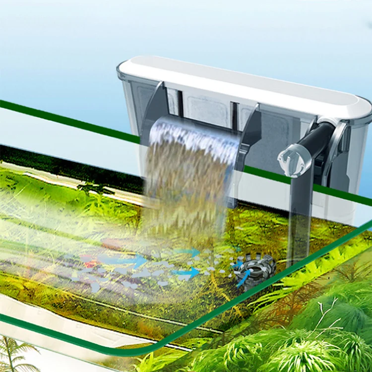 Aquarium Waterfall Filter Fish Tank Glass External Hanging on