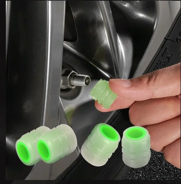 4PCS night Light Tyre ABS Valve Stem Luminous Car Tire Valve  cap universal Luminous valve core protection cover
