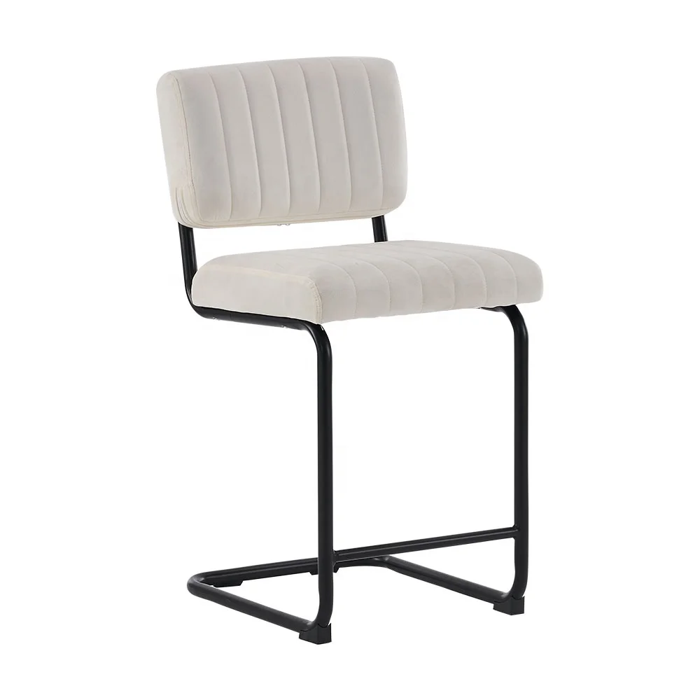 Guyou modern 20inch white velvet counter height stools upholstered bar stool for island dining party