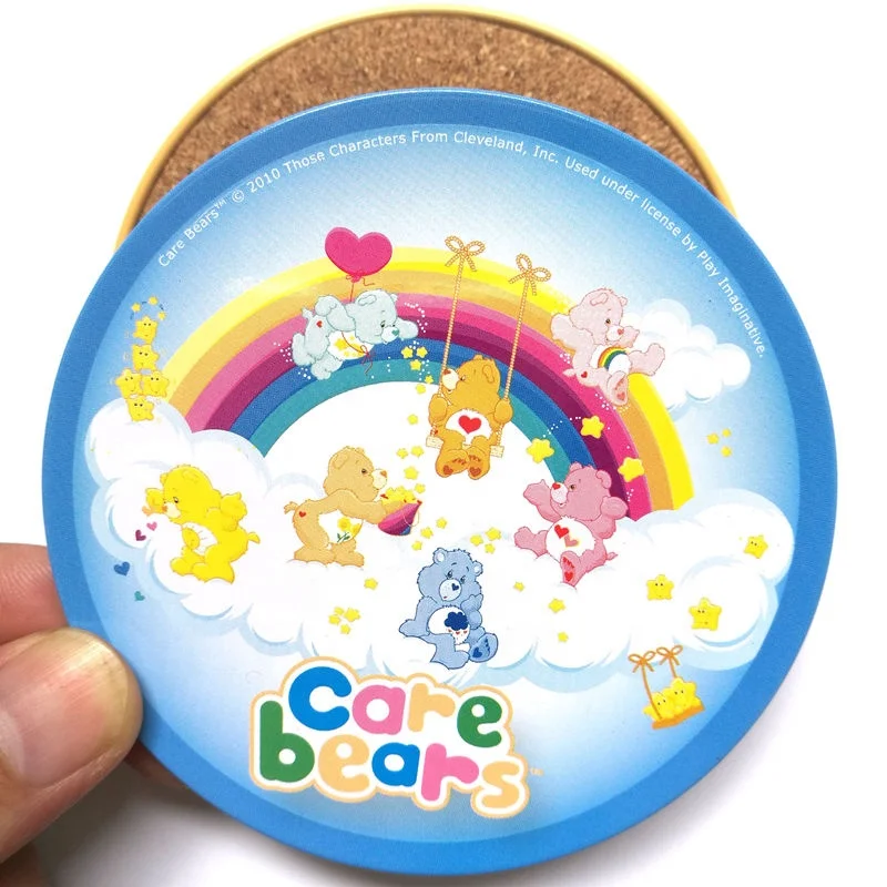 Factory OEM good quality drink tin coaster cork tin mat for promotion