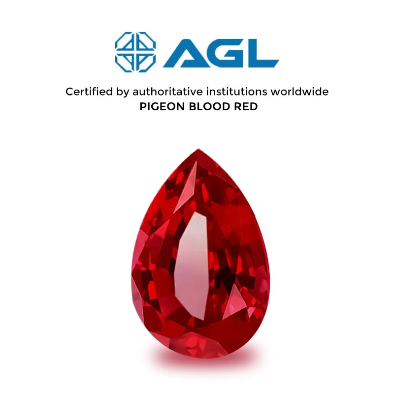 Pigeon blood red ruby Fine jewelry gemstones 5*7mm 6*8mm 1carat 1.5carat Pear cut loose ruby AGL Certified Lab Grown Ruby