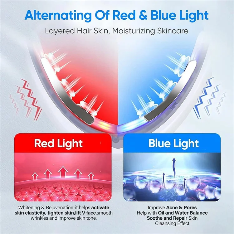 OEM Led Red Light Therapy Microcurrent Face Lifting Massager Double Chin Machine Electric V Face Beauty Device for Woman