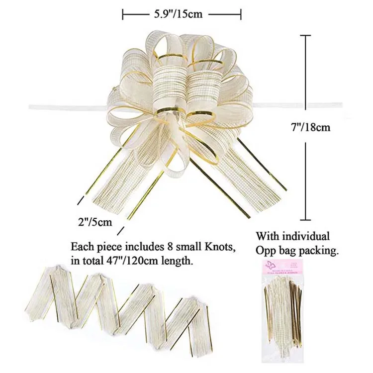 Металлическая лента рождественский подарок цветок органза помпон из ткани Снежная бант для подарков упаковки вечеринок