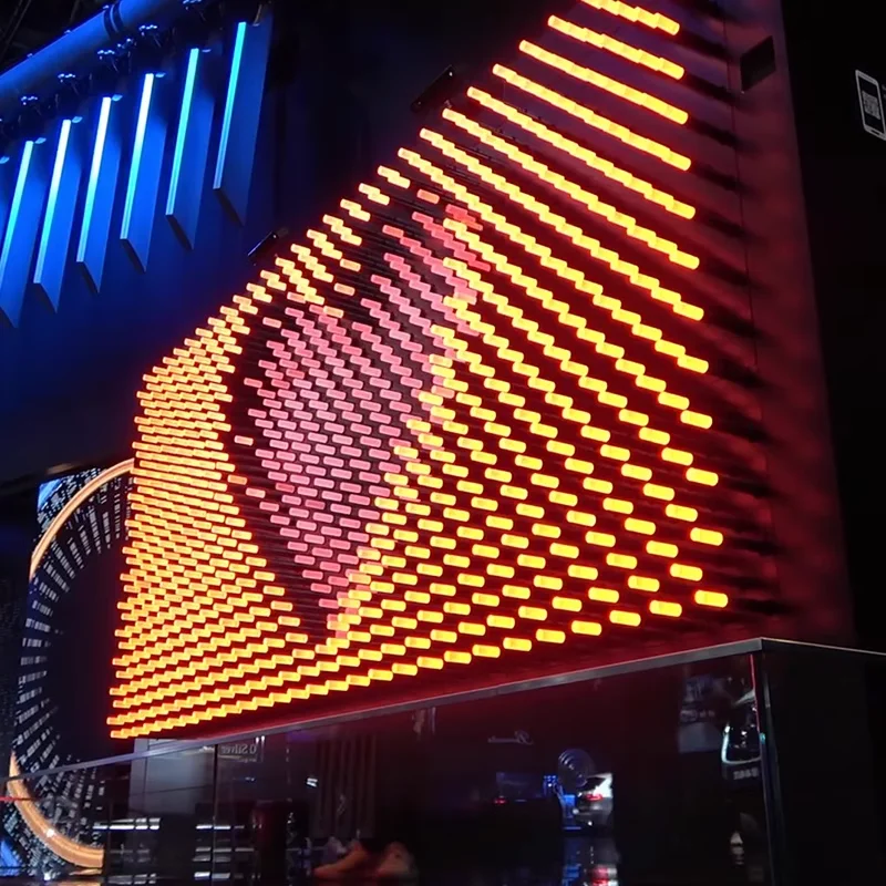 Kinetic Interactive Wall Dynamic Acrylic Lighting Rod Creative Art Wall Decoration for Club Shopping Mall Car Show